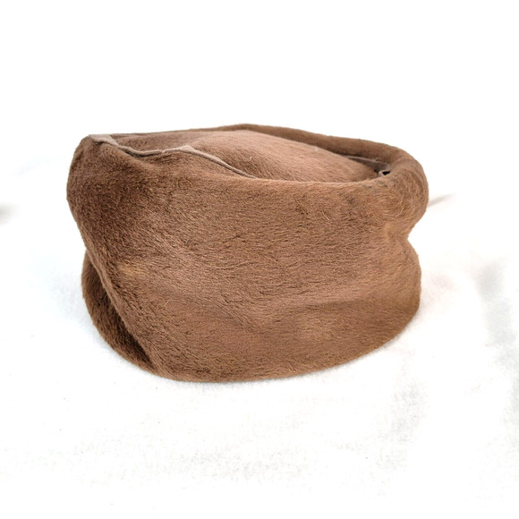 Gene Doris Accessories - Gene Doris Womens Mod Pillbox Hat Size 6 Brown Faux-Fur Vintage Retro 50s